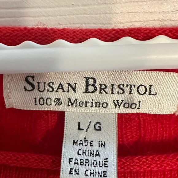 Susan Bristol Red Sweater - 100% Merino Wool - Size L ptp18.5 - Picture 2 of 7